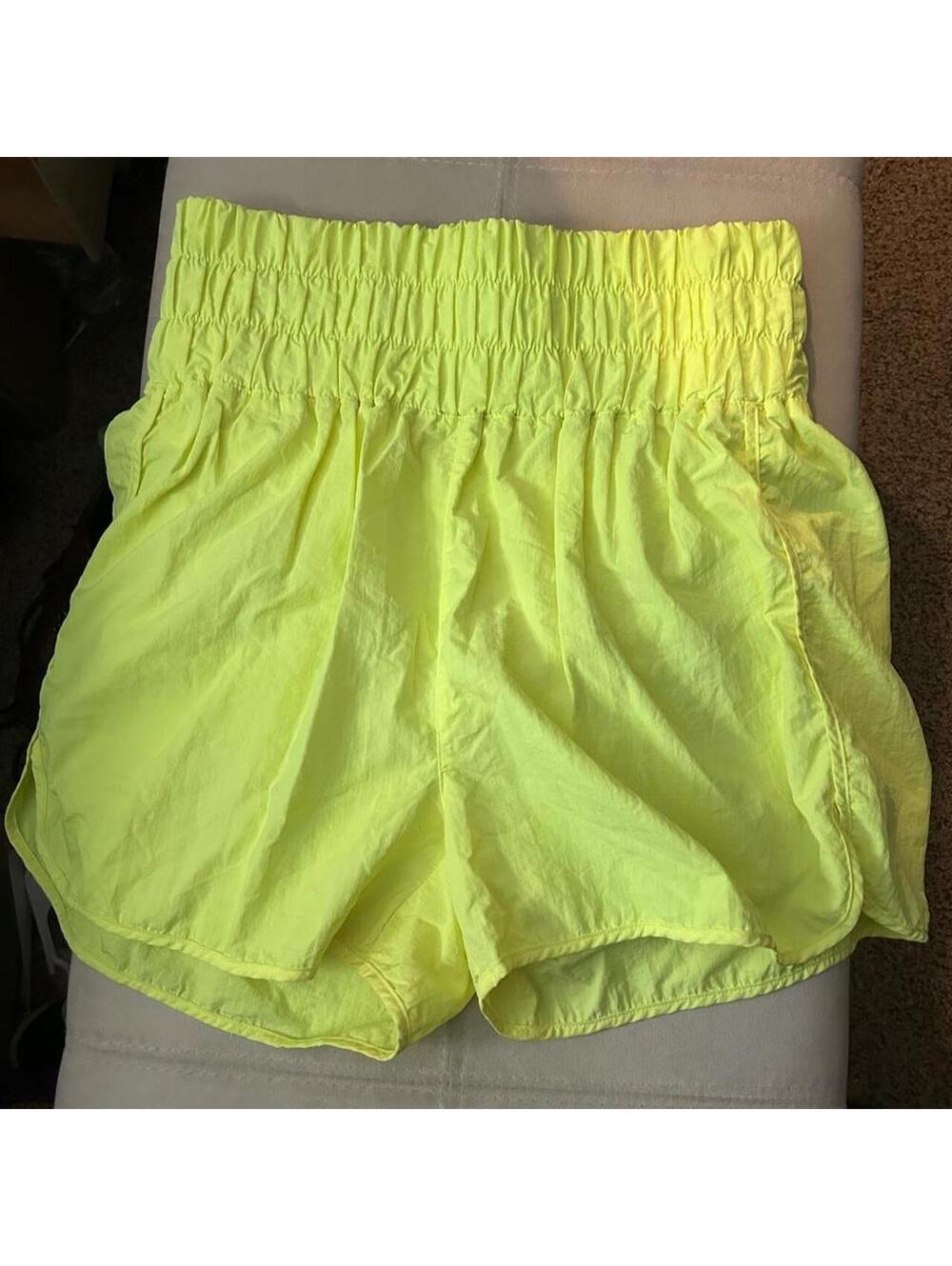 ZENANA neon yellow high rise large band shorts size XL